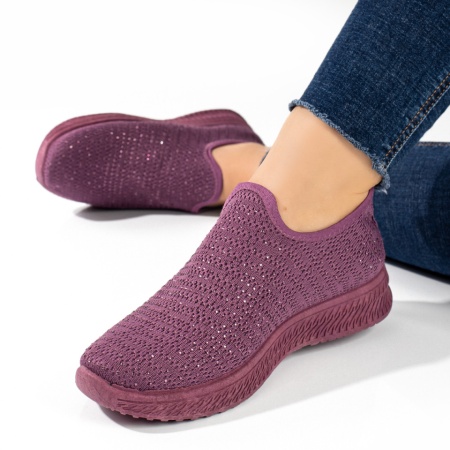 Espadrile sport dama mov cu strasuri atasate ZLZ09087, 2, elaza.ro