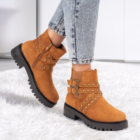 REDUCERI INCALTAMINTE, Ghete dama maro suede cu fermoar si insertie de material elastic ZLZ07213, elaza.ro