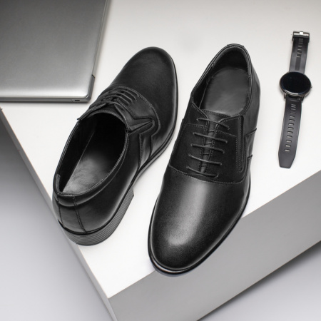 Pantofi barbati eleganti cu siret negri din Piele naturala ZLZ09861, 3, elaza.ro