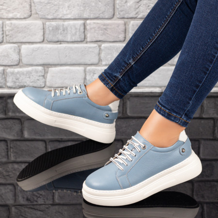 REDUCERI INCALTAMINTE, Pantofi casual dama cu talpa groasa albastri din Piele naturala ZLZ10392, elaza.ro