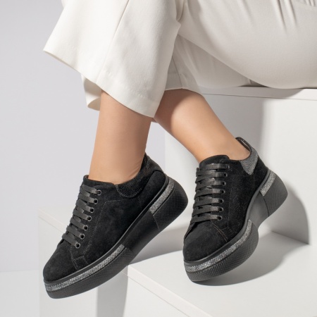 Pantofi casual dama negri suede din Piele naturala ZLZ08254, 2, elaza.ro