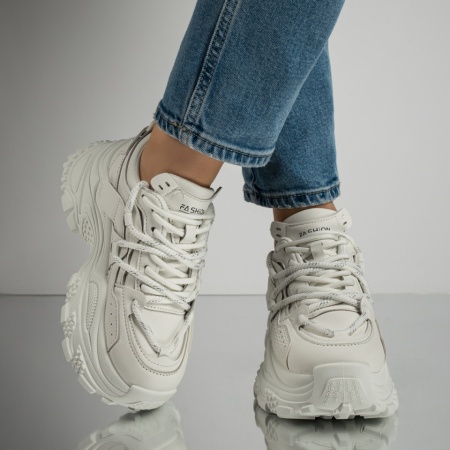Pantofi sport dama cu siret albi ZLZ11699, 2, elaza.ro