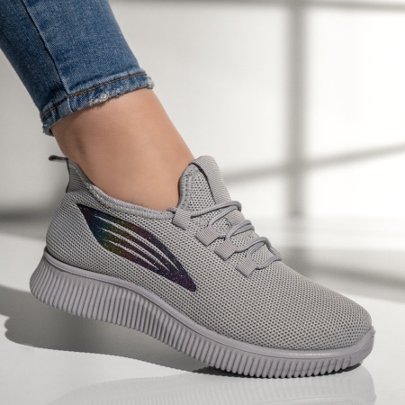 Pantofi sport dama, Pantofi sport dama cu siret gri ZLZ13186, elaza.ro