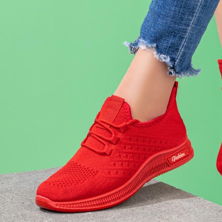 Pantofi sport dama cu siret rosii ZLZ08061, 2, elaza.ro
