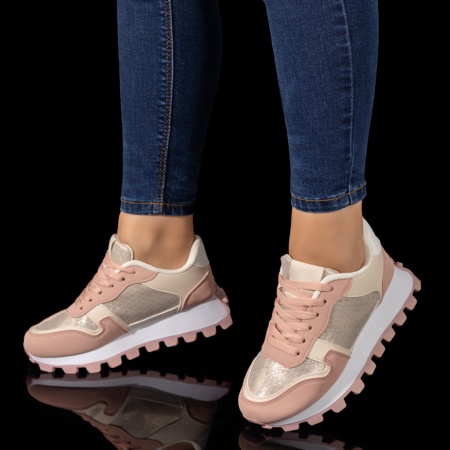 Pantofi sport dama, Pantofi sport dama cu siret roz ZLZ10128, elaza.ro