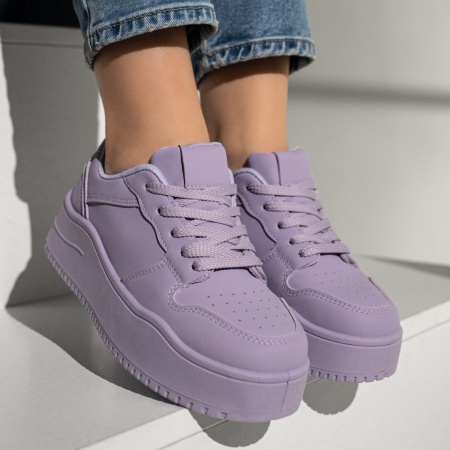 Pantofi sport dama cu siret si talpa groasa mov ZLZ12996, 2, elaza.ro