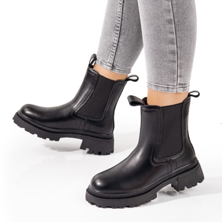 REDUCERI INCALTAMINTE, Ghete dama negre cu insertii de material elastic ZLZ10697, elaza.ro