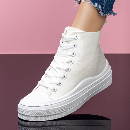 Ghete sport dama, Ghete sport dama cu talpa groasa albe ZLZ07978, elaza.ro