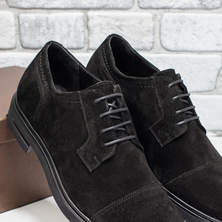 Pantofi barbati eleganti din Piele naturala negri suede ZLZ10674, 2, elaza.ro