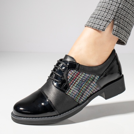 Pantofi casual dama, Pantofi casual dama negri cu pietre aplicate din Piele naturala ZLZ06425, elaza.ro