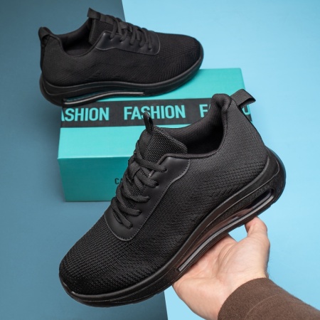 Reduceri Incaltaminte Barbati, Pantofi sport barbati cu siret din material textil negri ZLZ13192, elaza.ro