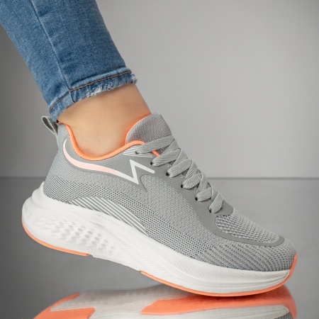 Pantofi sport dama cu siret gri cu roz ZLZ13045, 1, elaza.ro