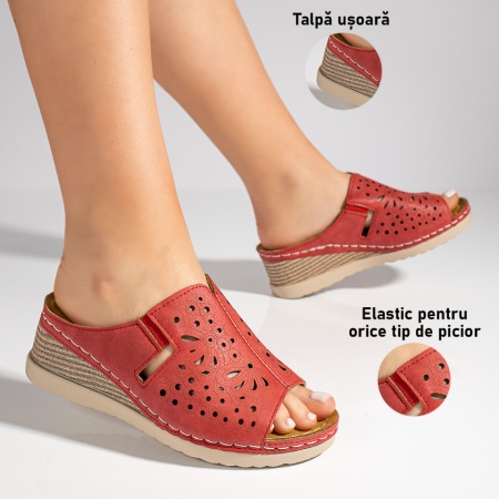 Papuci casual dama, Papuci dama cu platforma rosii ZLZ11514, elaza.ro