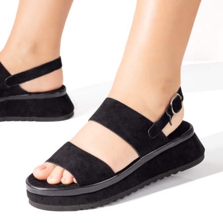 Sandale dama, Sandale dama negre suede cu talpa groasa ZLZ09438, elaza.ro