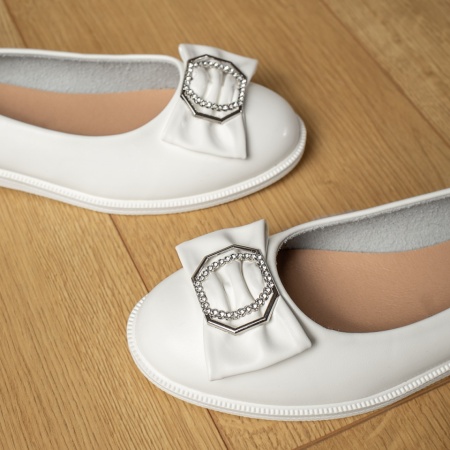 Balerini dama cu accesoriu decorativ albi ZLZ11010, 2, elaza.ro