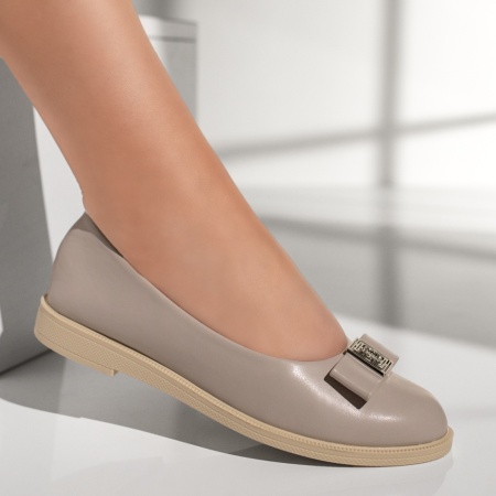 Balerini dama cu talpa joasa si accesoriu decorativ gri ZLZ11013, 2, elaza.ro
