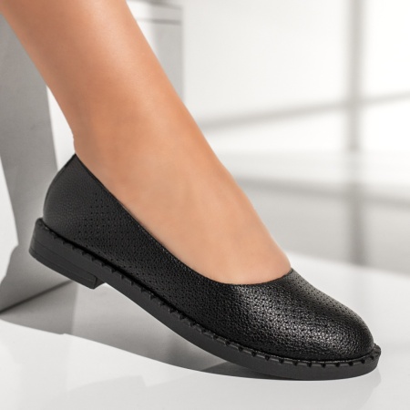 Balerini si Mocasini Dama, Balerini dama cu talpa joasa si perforatii negri ZLZ05786, elaza.ro