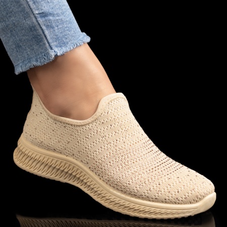 REDUCERI INCALTAMINTE, Espadrile sport dama bej cu strasuri atasate ZLZ09087, elaza.ro