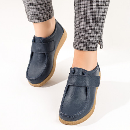 Pantofi casual dama, Pantofi casual dama albastri cu scai din Piele naturala ZLZ03851, elaza.ro