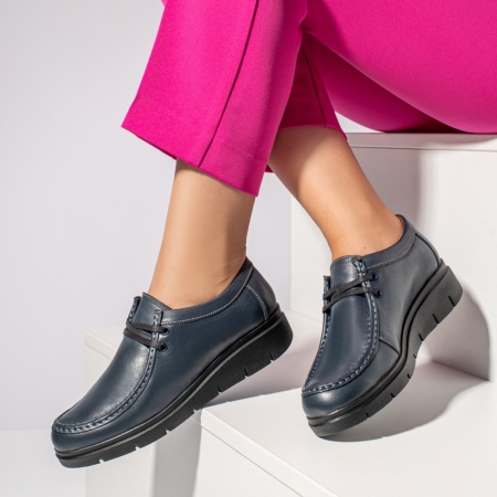 Pantofi casual dama cu platforma albastri din Piele naturala Suhr, 3, elaza.ro