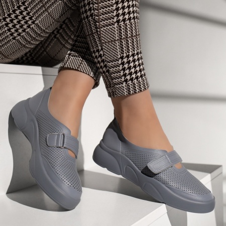 Pantofi casual dama cu talpa groasa si inchidere cu scai albastri ZLZ13379, 2, elaza.ro