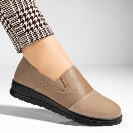 Pantofi casual dama cu varf lucios bej ZLZ10106, 1, elaza.ro