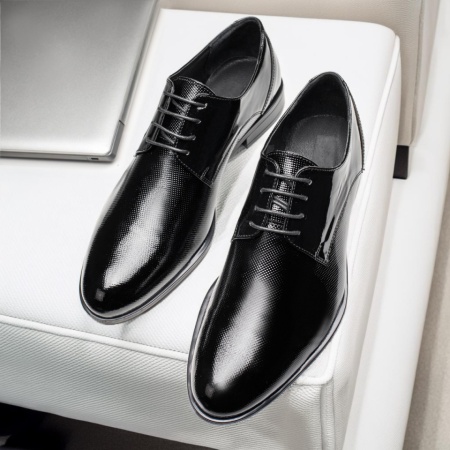 Pantofi eleganti negri barbati din Piele naturala cu aspect lucios ZLZ11900, 2, elaza.ro