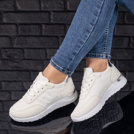 Pantofi sport dama cu siret albi ZLZ09723, 1, elaza.ro