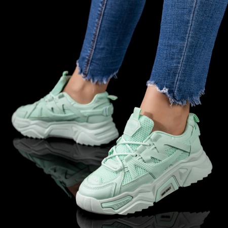 Pantofi sport dama, Pantofi sport dama cu talpa groasa verzi ZLZ09619, elaza.ro