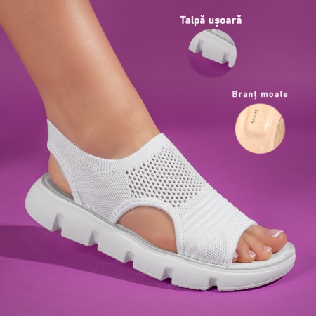 Sandale dama, Sandale dama albe cu talpa joasa ZLZ11346, elaza.ro