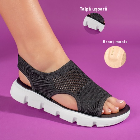 Sandale dama, Sandale dama negre cu talpa joasa ZLZ11346, elaza.ro