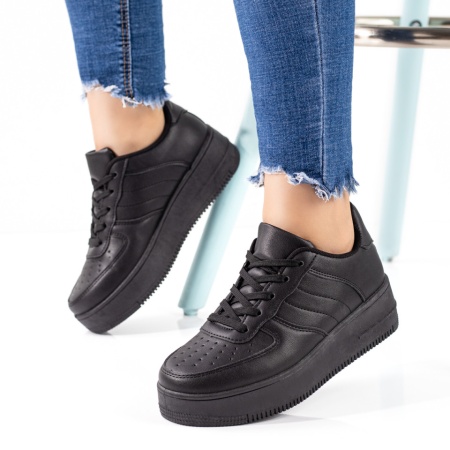Pantofi sport dama, Tenisi dama cu siret negri ZLZ09588, elaza.ro