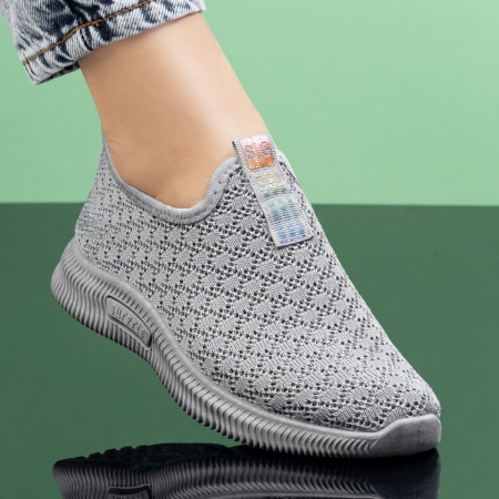 Espadrile sport dama gri cu perforatii ZLZ08413, 2, elaza.ro