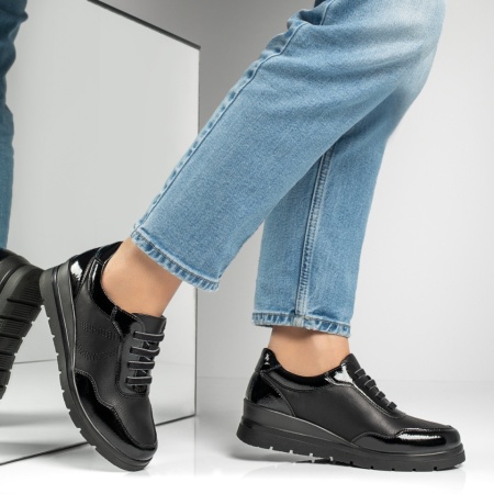 Pantofi dama casual, Pantofi casual dama cu platforma negri ZLZ13009, elaza.ro