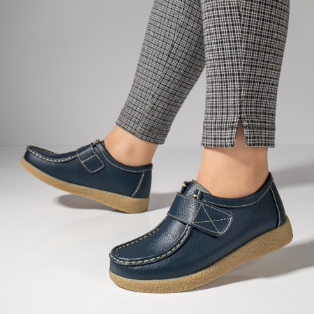 Pantofi casual dama cu talpa joasa din Piele naturala albastri ZLZ06086, 2, elaza.ro