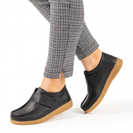 Pantofi casual dama, Pantofi casual dama negri cu scai din Piele naturala ZLZ03851, elaza.ro