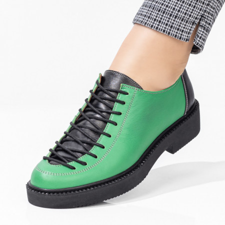 Pantofi dama casual verzi din Piele naturala ZLZ03549