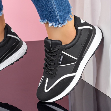 Pantofi sport dama negri cu alb ZLZ07881, 2, elaza.ro