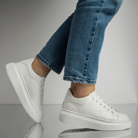 Pantofi sport dama, Tenisi dama cu siret albi ZLZ12993, elaza.ro