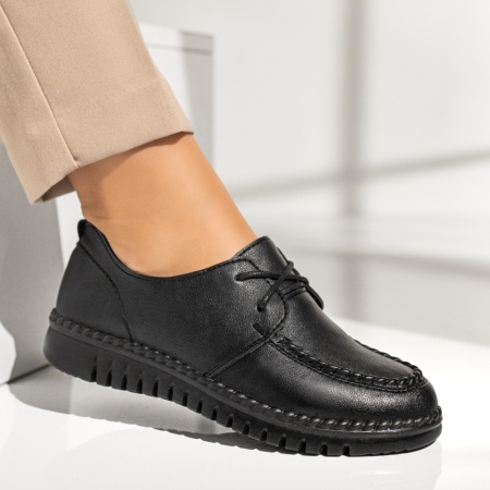 Pantofi casual dama, Pantofi casual dama cu siret negri ZLZ03858, elaza.ro