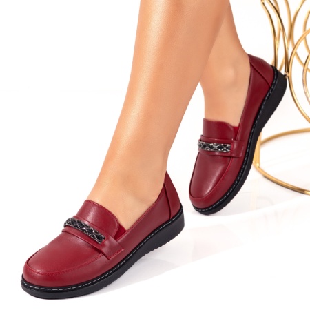 Pantofi casual dama, Pantofi casual dama cu strasuri rosii ZLZ09983, elaza.ro