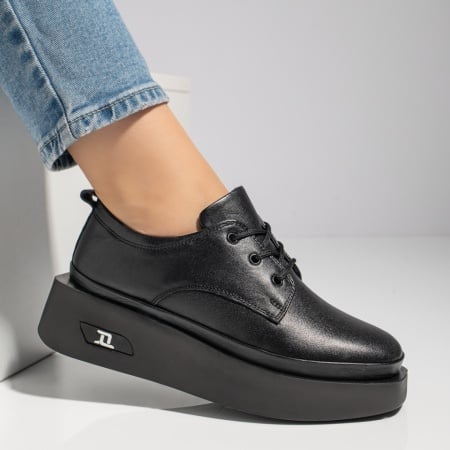 Pantofi casual dama negri din Piele naturala ZLZ10461, 2, elaza.ro