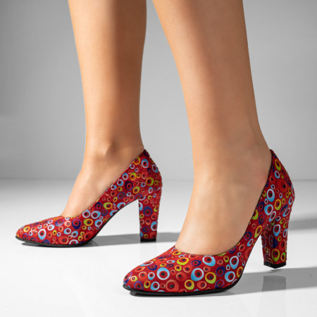 Pantofi dama cu toc gros cu print multicolor suede din Piele naturala ZLZ10220, 2, elaza.ro