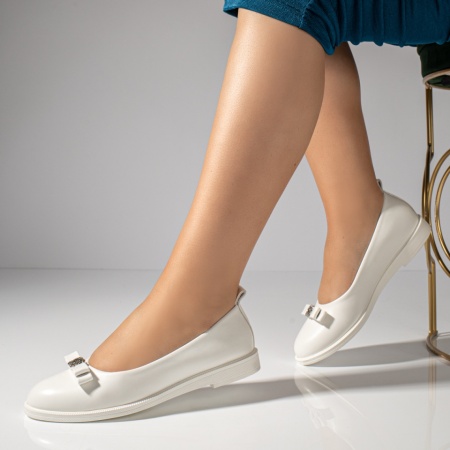 Balerini si Mocasini Dama, Balerini dama cu fundita si accesoriu cu pietre albi ZLZ11015, elaza.ro