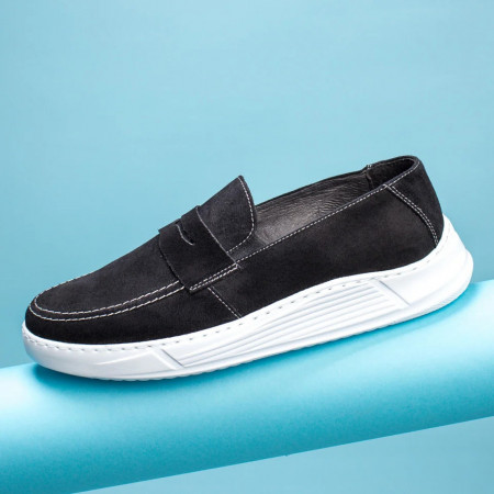 Mocasini barbati negri suede din Piele Naturala ZLZ03587