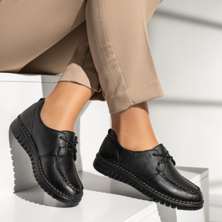 Pantofi casual dama cu siret negri ZLZ03858, 2, elaza.ro