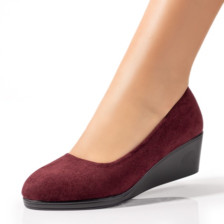 REDUCERI INCALTAMINTE, Pantofi dama casual cu platforma visinii suede ZLZ01679, elaza.ro