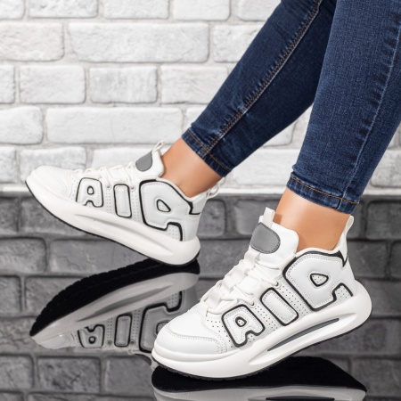 Pantofi sport dama, Pantofi sport dama albi cu negru* si siret ZLZ10046, elaza.ro