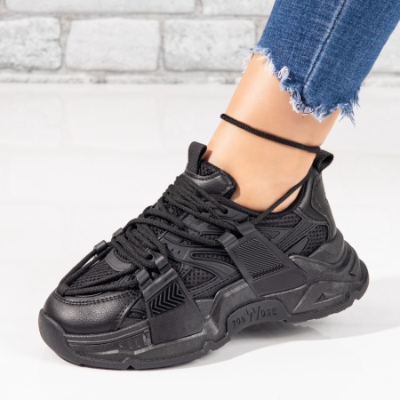 REDUCERI INCALTAMINTE, Pantofi sport dama cu talpa groasa negri ZLZ10436, elaza.ro
