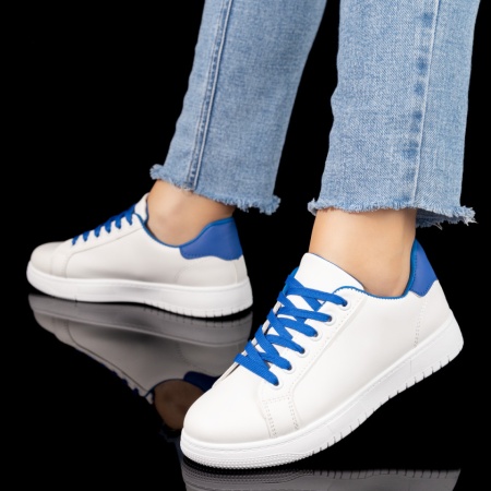 Pantofi sport dama, Tenisi dama albi cu albastru ZLZ03445, elaza.ro